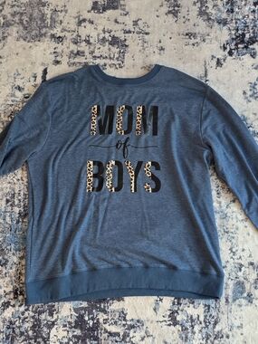 💥💥5 For $25💥💥 Mom of Boys Leopard Accent Crewneck Sweatshirt - Blue